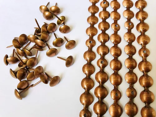 Miniatura 4 de decotacks® Clavos para tapicería, 10 tiras largas de 1.1 yardas, pueden cubrir 11 yardas (latón envejecido margarita, 7/16 pulgadas (0.433 in)
