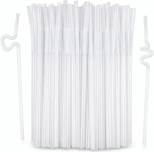 Miniatura 12 de ALINK 200 popotes de plástico flexibles negros, de 10.23 pulgadas de largo que se estiran a 13 pulgadas, popotes flexibles desechables de 0.24