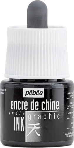 Pebeo Graphic India - Tinta (1.5 fl oz), color negro