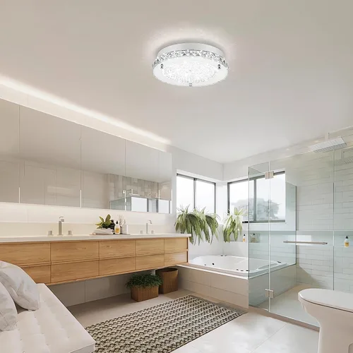 Miniatura 4 de Lámpara de techo de montaje empotrado, luces de techo cromadas de cristal para cocina, lámpara LED de dormitorio de 8.3 pulgadas para baño, pasillo