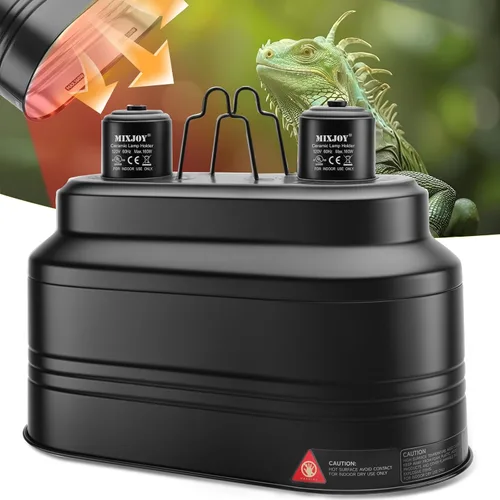 MIXJOY Lámpara de reptil doble, máximo 160 W cada lámpara de calor con interruptores separados, se adapta a luz de reptil/lámpara de calor/luz UVB