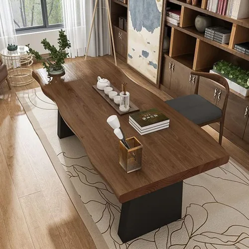 Miniatura 5 de Escritorio para computadora de madera maciza para oficina en casa, mesa larga multifuncional simple y moderna, patas de metal fuertes Mesa de pino
