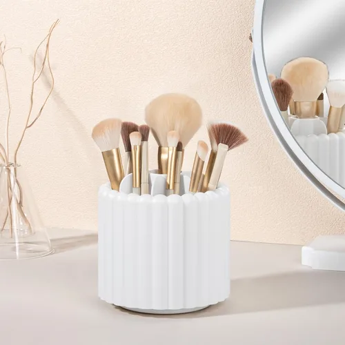 Miniatura 5 de Anyoifax Organizador de brochas de maquillaje giratorio 360 grados con 7 ranuras, organizador de brochas de maquillaje extraíble, soporte giratorio
