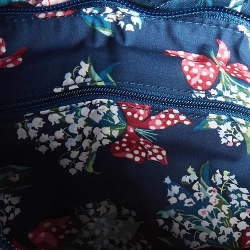 Miniatura 5 de Vera Bradley - Bolsa cruzada para mujer, de algodón característico de la marca, con triple cremallera, hipster