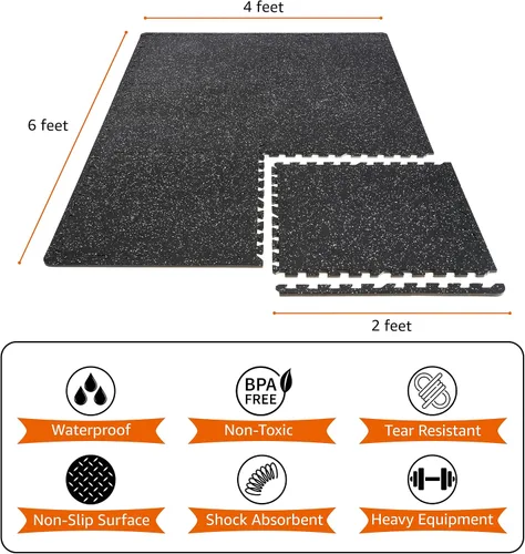 Miniatura 2 de Tapete Sivan Health and Fitness® de goma de alta densidad en forma de puzle para hacer ejercicio - Mosaico que encaja para gimnasia - 2,2 m2 Negro