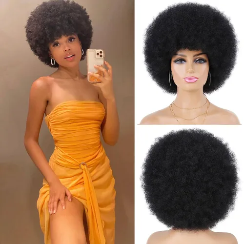 G&T Wig Pelucas afro de los años 70 para mujeres negras, pelucas afro abullonadas con volumen y suaves de aspecto natural, uso diario, fiesta, 1b
