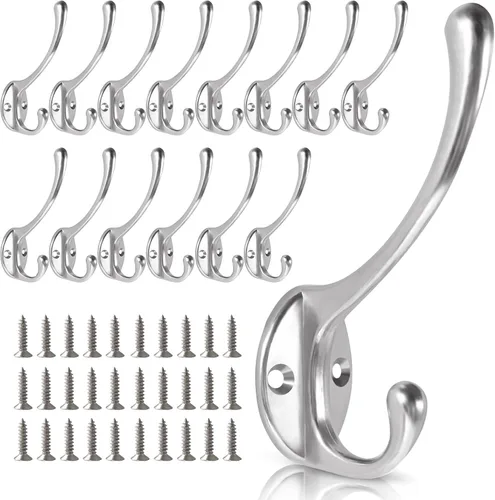 Ganchos de pared para colgar, paquete de 15 ganchos resistentes de metal para abrigos, para sala de estar, baño, cocina, dormitorio para toalla,