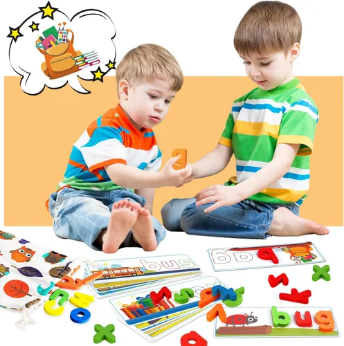 Miniatura 6 de Juguetes educativos de aprendizaje para niños y niñas de 2, 3, 4, 5, 6 años, juego de letras a juego con tarjetas del alfabeto para niños, juguete