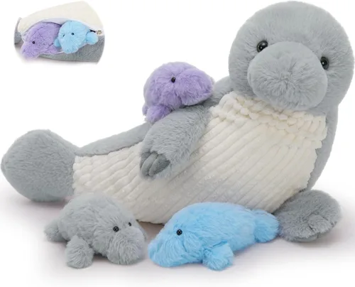 Miniatura 14 de MorisMos Juguetes de Peluche de Tigre - Conjunto Suave de Peluche de Tigre Mamá y Bebés, Tamaño Grande, 20 pulgadas