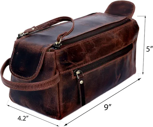 Miniatura 3 de Kit de viaje de cuero Dopp Neceser Hombre Afeitado Mujeres y Hombres Caso Bolsas Organizador Baño Kit de Afeitar