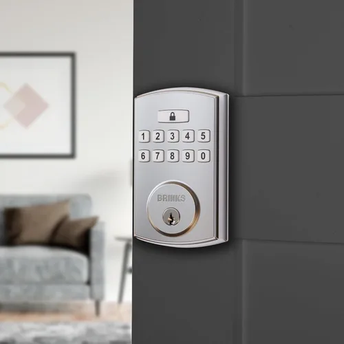 Miniatura 12 de BRINKS Cerradura de puerta de entrada sin llave, cerradura de puerta de teclado de alta seguridad, 50 códigos de usuario, función de bloqueo Bronce