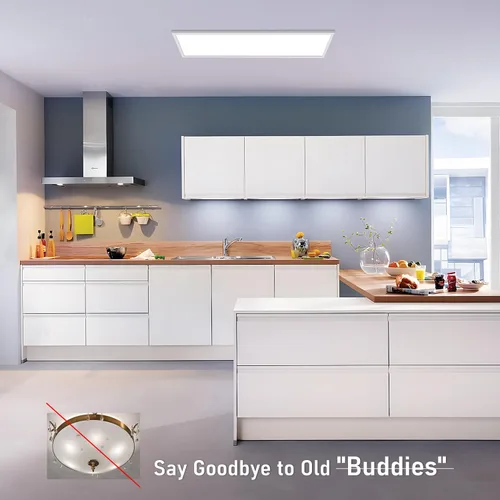 Miniatura 7 de LEONLITE 3CCT - Luz LED de panel plano de 120 V, 1 x 4 pies, luz de techo de montaje en superficie, 46 W/40 W/30 W, 4600 lm, luz de techo integrada
