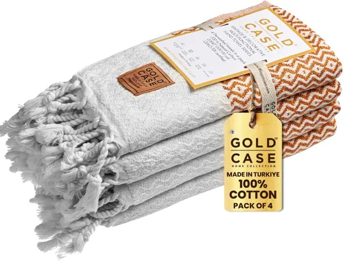 Miniatura 35 de Gold CASE - Juego de 4 Toallas de Mano Turcas para Baño, 20 x 40 pulgadas, Toallas de Baño 100% Algodón, Toalla Pequeña de Cocina Aphrodite