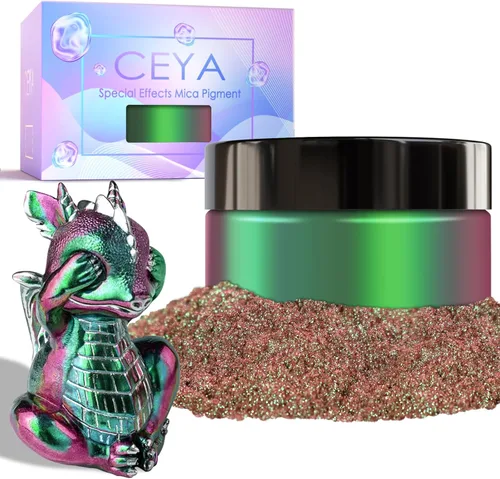 Miniatura 28 de Ceya Polvo de mica camaleón, 1.8 onzas/1.76 oz de polvo cromado Midnight Dream Chrome, pigmento de cambio de color con efecto nacarado de grado