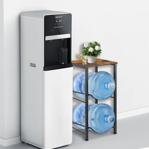 Miniatura 2 de MOOACE Estante para jarra de agua de 5 galones, organizador de 2 niveles para botellas de agua con estantes de almacenamiento, estante dispensador