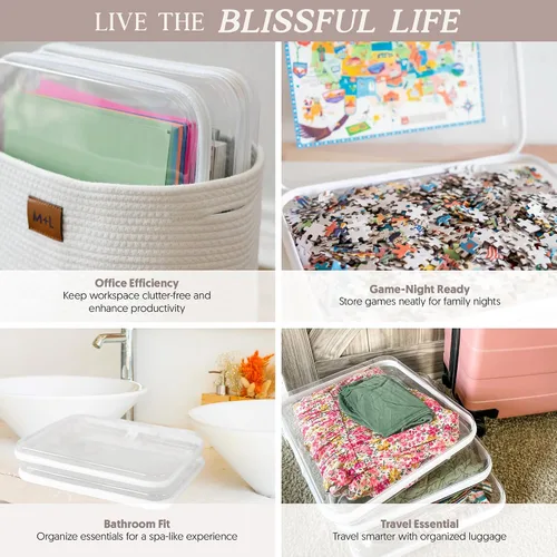 Miniatura 4 de Maple & Lark Bliss Bins - Estuche rígido transparente con cremallera para almacenamiento - Estuche de lápices de plástico transparente de grado
