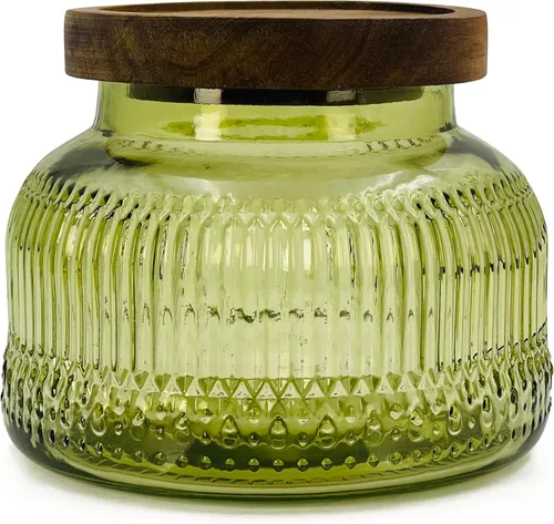 Miniatura 17 de Tarro decorativo de vidrio azul con tapa de madera hermética de 25.4 onzas, 2 piezas, boca ancha, recipientes de almacenamiento de alimentos