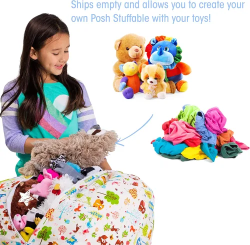 Miniatura 3 de Posh Creations Funda de puf para niños con almacenamiento para animales de peluche - Organizador de juguetes para niños, Mediano 68.58 cm - Lona