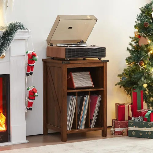 Miniatura 4 de Joaxswe Soporte para tocadiscos con almacenamiento de discos de vinilo, capacidad para hasta 160 álbumes, mesa giratoria grande de madera, estante