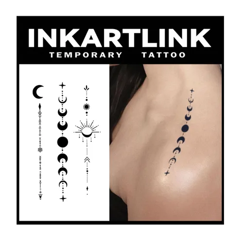 Miniatura 8 de INKARTLINK Tattoo Tech, 2 hojas de tatuaje semipermanente mediano, tatuajes temporales de diseño artístico para adultos, dura 1-2 semanas