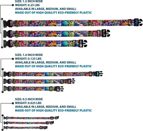 Miniatura 3 de Buckle-Down Collar de clip de plástico, Monsters University Monsters Stacked, 1/2 pulgada de ancho, se adapta a cuello de 6-9 pulgadas, pequeño