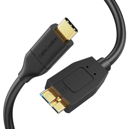 Miniatura 8 de CableCreation Cable corto USB C a Micro B de 2 pies, 10G Micro B a USB C 3.1 Cable de disco duro externo para iPhone 15/16/17, Samsung Galaxy S24