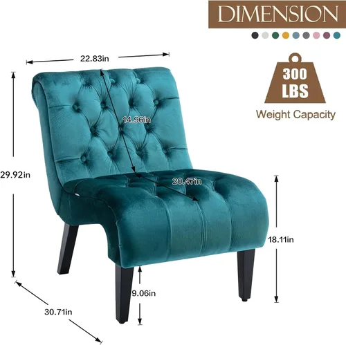 Miniatura 2 de Sillón decorativo de terciopelo para sala de estar, silla de ocio moderna con respaldo copetudo, silla auxiliar sin brazos para interiores, silla