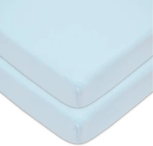 Miniatura 13 de TL Care Paquete de 2 sábanas bajeras ajustables 100% algodón natural de 39 x 27 pulgadas, suaves y transpirables para patio de juegos y colchón