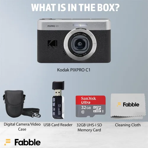 Miniatura 2 de Kodak PIXPRO C1 - Cámara digital compacta (negro) con tarjeta microSDHC de 32 GB, funda protectora para cámara, lector de tarjetas USB de alta