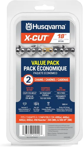 Miniatura 8 de Husqvarna X-Cut SP33G - Cadena para motosierra de 18 pulgadas, paso de 0.325 pulgadas, calibre de 0.050 pulgadas, 72 eslabones de transmisión