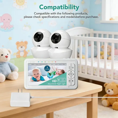 Miniatura 2 de Lnauy Adaptador de corriente para monitor de bebé de video Babysense compatible con el cargador de monitor Babysense HDS2