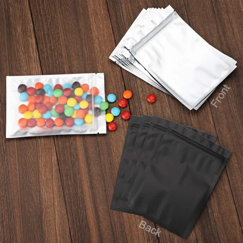Miniatura 7 de 100 bolsas de Mylar resellables a prueba de olores de 4 x 6 pulgadas, parte delantera mate transparente, color negro mate, bolsa de almacenamiento