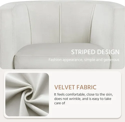 Miniatura 7 de Yaheetech - Silla de terciopelo decorativa, sillones modernos y cómodos, silla de sofá de barril tapizada para sala de estar, dormitorio, sala