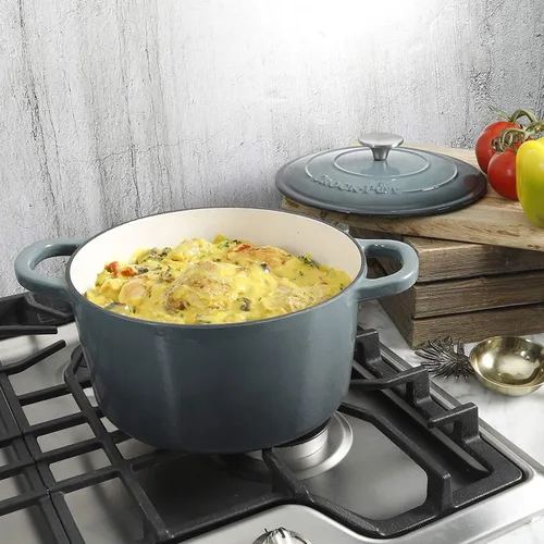 Miniatura 7 de Crock Pot olla para horno holandés de hierro fundido artesanal de 7 cuartos de galón, Gris (slate gray)