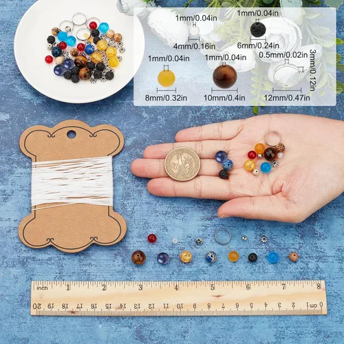 Miniatura 3 de SUNNYCLUE 1 caja de más de 300 piezas de bricolaje 10 juegos de pulseras del sistema solar, kit de pulseras del universo galaxia, los nueve planetas
