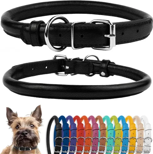 Miniatura 12 de CollarDirect Collar de perro con tachuelas, collares de cuero para mascotas para perros pequeños, medianos y grandes, acolchado suave, marrón, negro