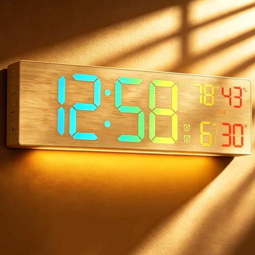 Miniatura 10 de Reloj de Pared Digital Grande de 18.5" con Control Remoto, Relojes Digitales con Pantalla LED Grande con Luz Nocturna, Alarma, Cuenta Regresiva