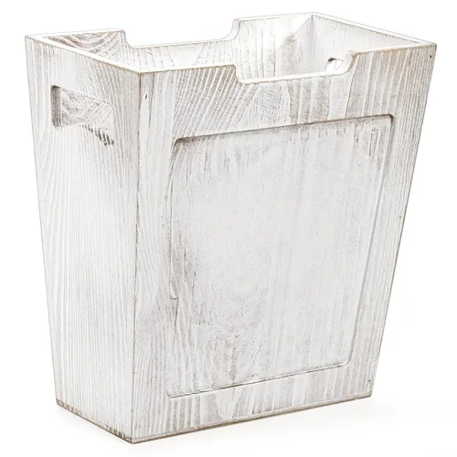 TOPZEA Basurero de madera, papelera de granja con asa, cesta de basura de madera rústica, rectangular, pequeño, decorativo, contenedor de basura