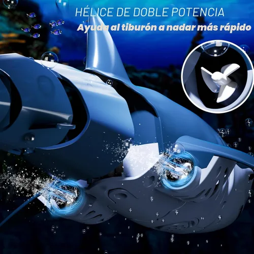 Miniatura 5 de Juguetes de tiburón a control remoto para niños, escala 1:18 de alta simulación para piscina, juguetes de barco de peces RC eléctricos de 2.4Ghz