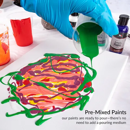 Miniatura 5 de WA Portman - Juego de 38 pinturas acrílicas listas para verter - 6 botellas de kits de pintura acrílica para adultos - Juegos completos de pintura