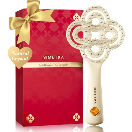 Miniatura 13 de SIMETRA Cepillo de pelo Lucky para mujeres y hombres, cepillo desenredante chapado en oro de 14 quilates, cepillo desenredante para todo