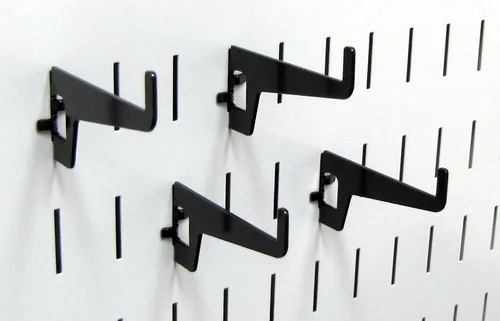 Miniatura 12 de Wall Control Ganchos de metal azul (paquete de 2) – Capacidad de 35 libras, estilo moderno, ranurados, resistentes a la corrosión, para montaje