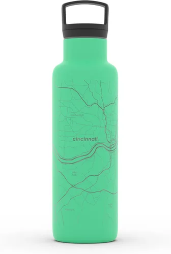 Miniatura 14 de Well Told Botella de agua aislada con mapa de Washington DC grabado, botella de acero inoxidable grabada (21 onzas, blanco) botella aislada de mapa