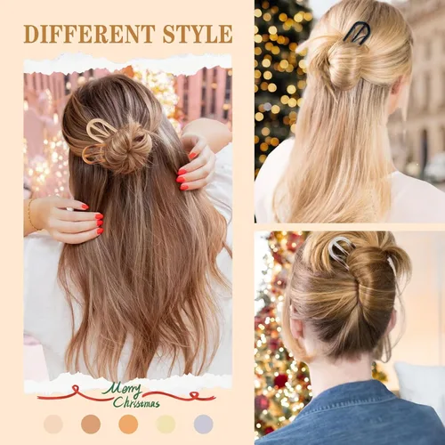 Miniatura 6 de 6 piezas de broches franceses para el cabello para mujer, broches franceses para el cabello con caparazón de tortuga, broches grandes para peinar