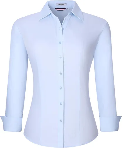 Miniatura 20 de Alex Vando - Blusa de botones para mujer, sin arrugas, manga larga, casual, para el trabajo