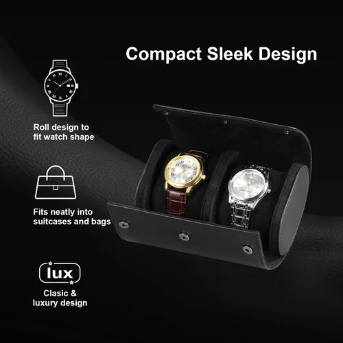 Miniatura 4 de Funda de viaje para reloj para hombres y mujeres, almacenamiento y organizador de 2 relojes con innovadoras almohadas extraíbles y separadores