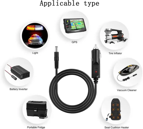 Miniatura 6 de Extensión de encendedor de cigarrillos de automóvil de 12V DC, cable adaptador de fuente de alimentación 18AWG, cable DC de 5.5mm X 2.5mm a enchufe