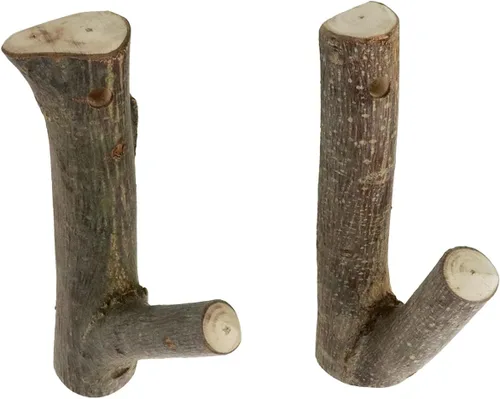 Miniatura 17 de 4 ganchos de pared de madera real con ramas de árbol de granja, rústico decorativo de madera con tronco de corteza de grosor de 0.8 in a 1.2 in