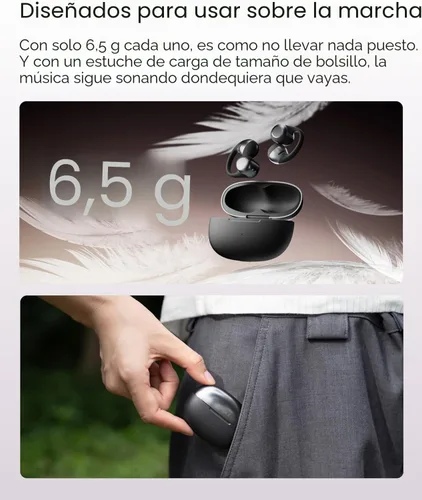 Miniatura 6 de SHOKZ OpenDots ONE - Auriculares de oído abierto, Auriculares de clip con micrófono - Auriculares inalámbricos Bluetooth con micrófono - Seguros