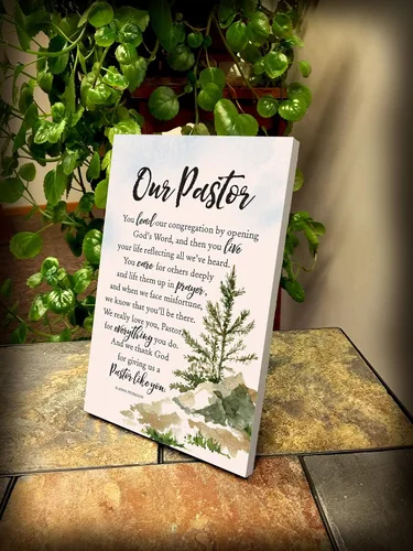 Miniatura 8 de DEXSA Our Pastor - Placa de madera con citas inspiradoras de 6 x 9 pulgadas, elegante marco vertical para pared y decoración de mesa, caballete